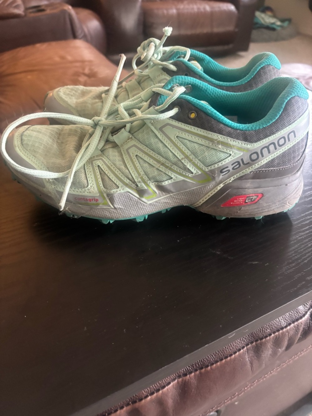 Salomon Women’s Trail Shoes - Light Gray with Teal Accents